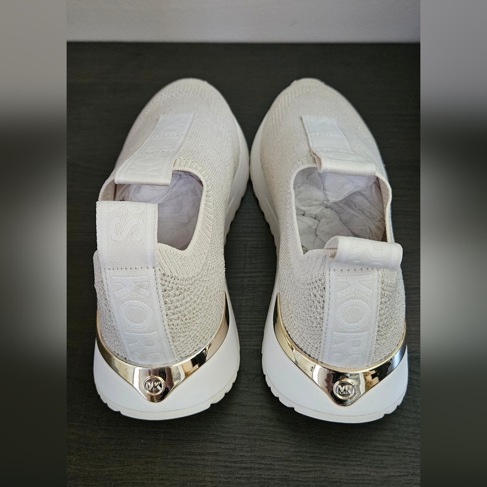 Michael Kors Cream Knit Slip-On Sneakers - Picture 2 of 3